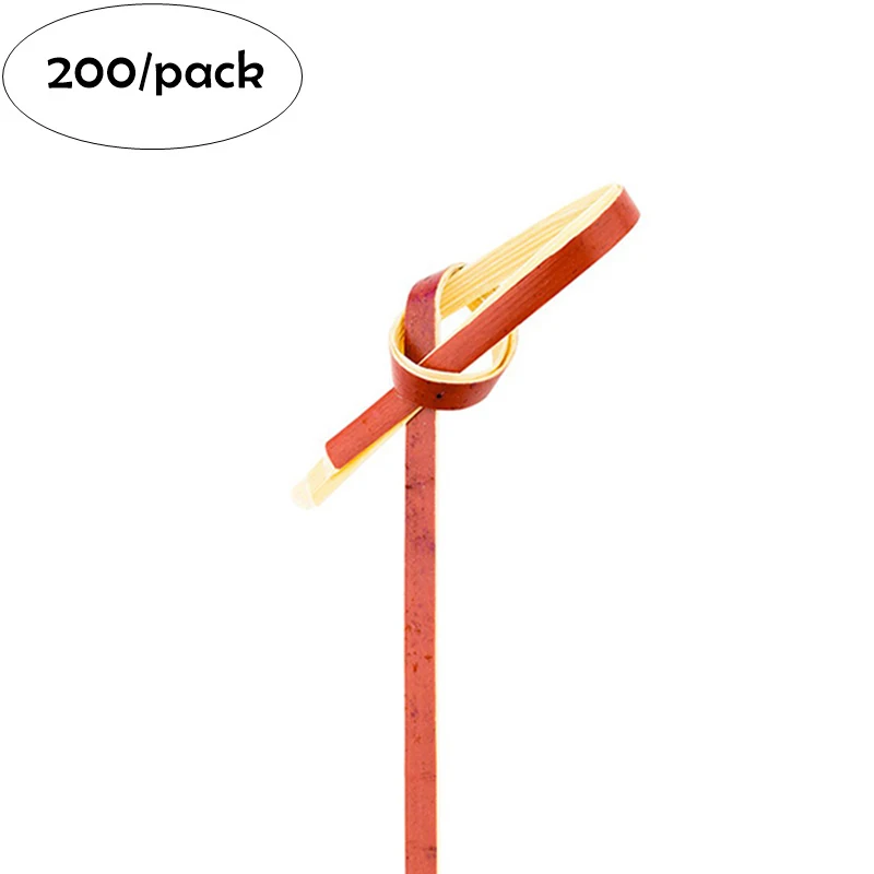 

200 Pieces x Home Party Wedding Supplies Disposable Tableware 90mm Cocktail Knotted Bamboo Pick Fruit Skewers