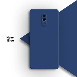 Premium Lens Protection Phone Case - Original High-Quality Liquid Silicone Back Cover for Oppo Reno (6.4 inch) (Navy Blue)