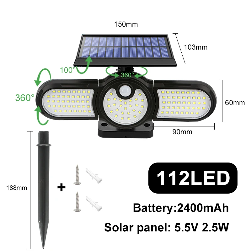 bright solar lights LED Outdoor Solar Lamp Multiple Heads Lighting Lawn Ground Light Motion Sensor Human Induction 3 Modes Spotlights Garden Lights solar powered fairy lights Solar Lamps