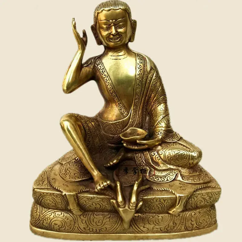 

7.3” Brass Buddha Auspicious Milarepa Venerable bronze Buddha Statue Milarepa