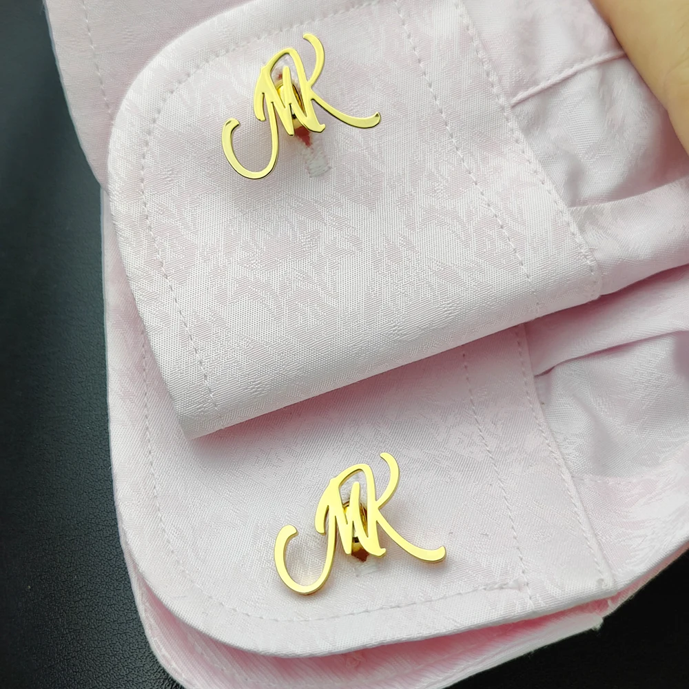 

Custom Cufflinks for Groom Stainless Steel Men's Initials Cufflinks Personalized Wedding Best Man Jewelry Gift