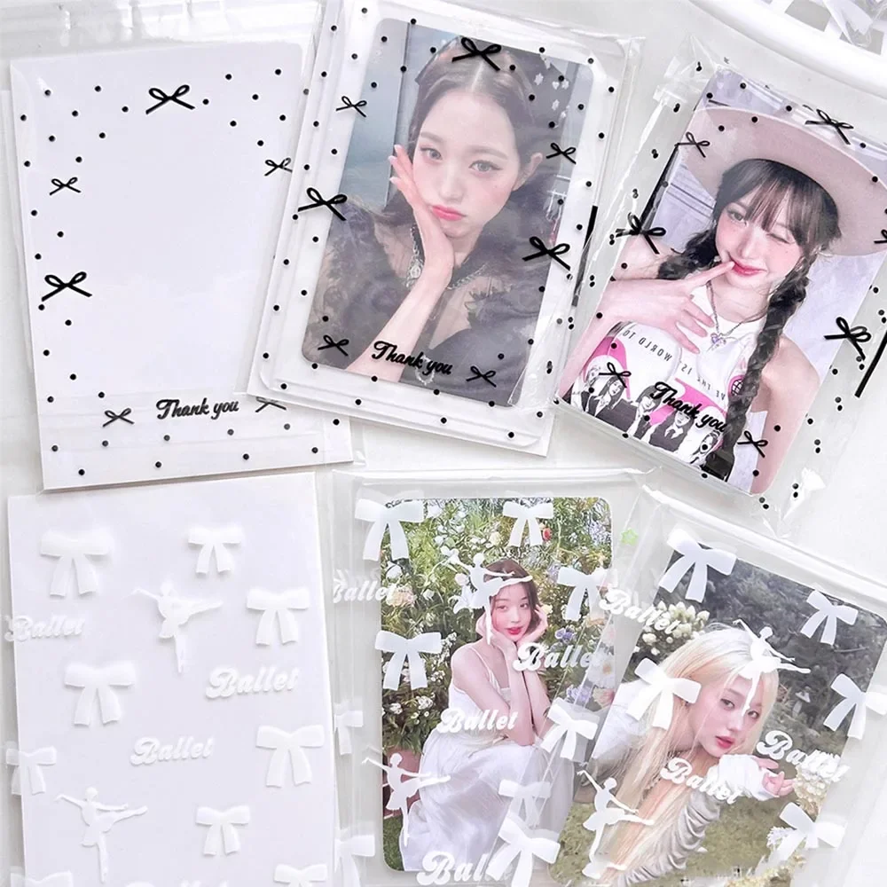 Idol card protector 50pcs/pack Clear Photocard Sleeves Self-adhesive Card Cover Idol Photo Packaging Bag Self Sealing Bag Gift Card Protector