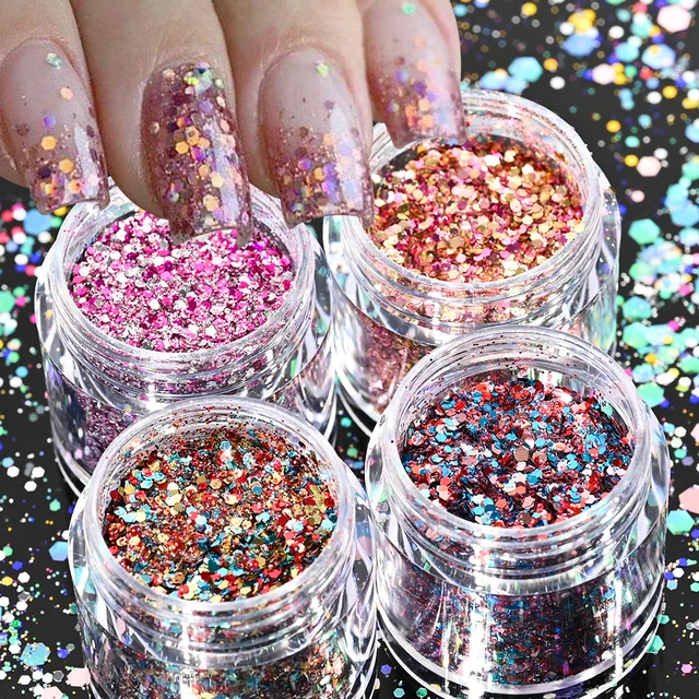 Glitter para Uñas 12 Colores Flakes, Brillantes para Uñas Purpurina Nail  Art Decoración : : Belleza