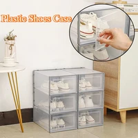 Plastic Shoes Case Transparent Stackable Front Lid Drawer Shoes Organizer Dustproof Moisture-Proof Storage Box Home Supplies 1