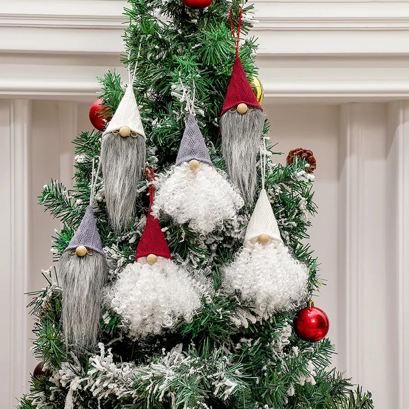 

Christmas Curly Bearded Gnomes Dolls Pendants Long Straight Bearded Faceless Old Man Hanging Ornaments Navidad Home Decoration