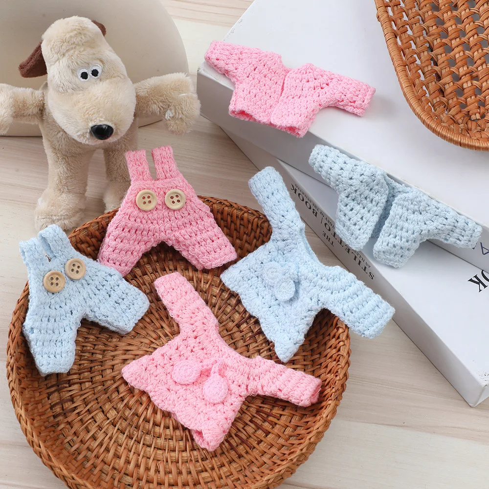 10cm 미니 인형 옷 사랑스러운 니트 가디건 작업복 패션 코튼 인형 드레스 액세서리 Diy 수제 장난감 장식