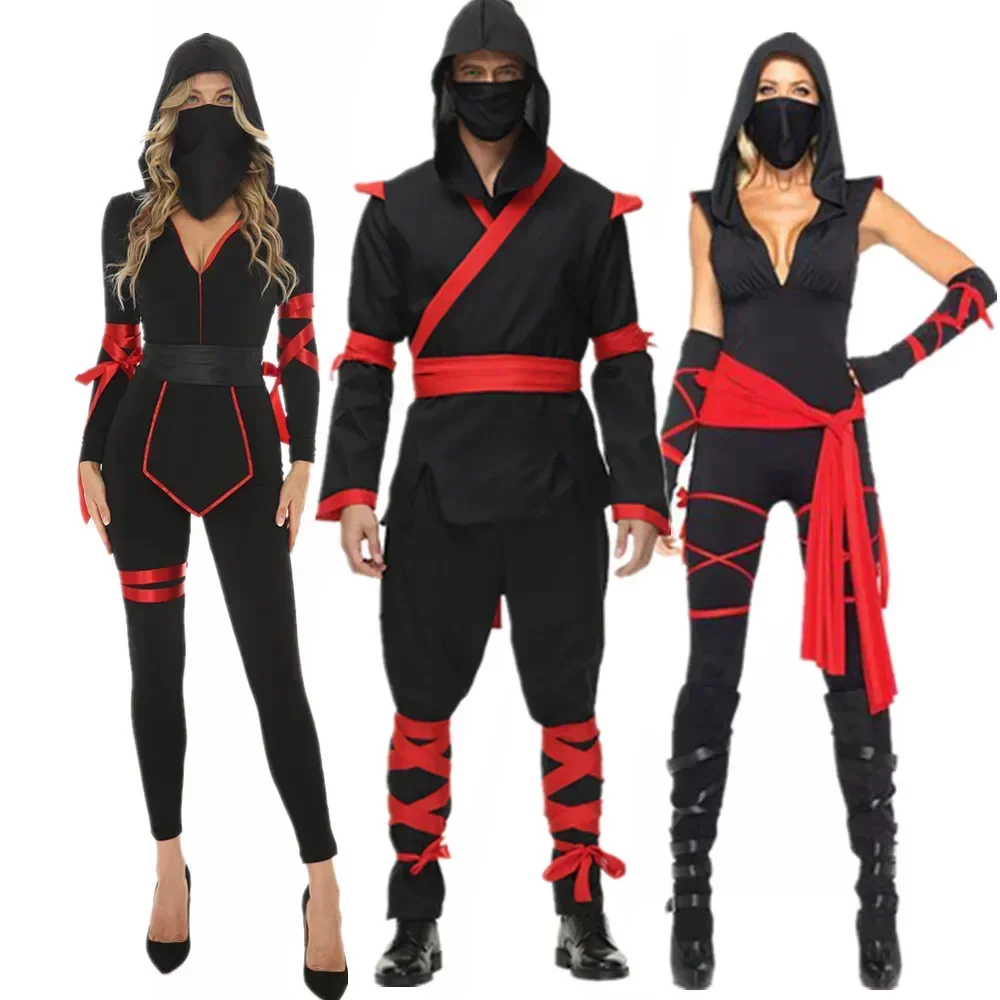 

Couples Ninja Costume Anime Warrior Cosplay Purim Halloween Party Fantasia Dress Up for Women Men