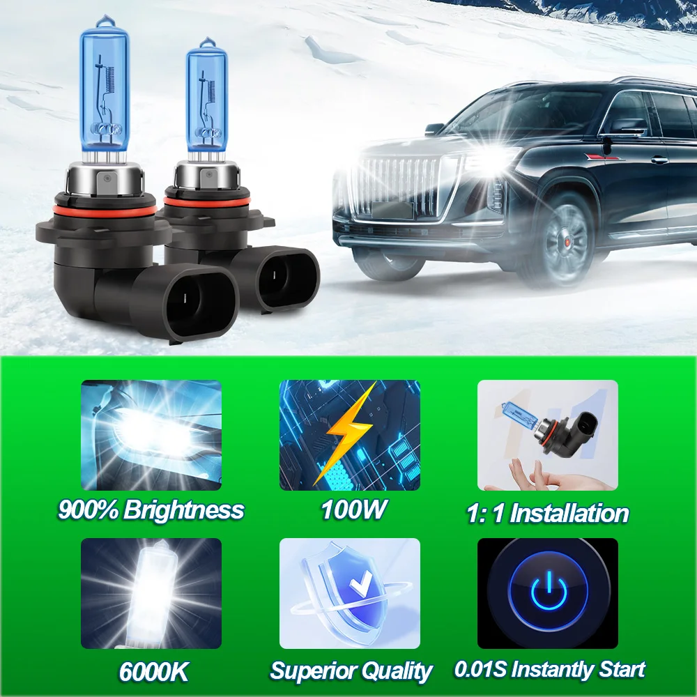 Super Bright White Halogen Car Headlight & Fog Lamp Bulbs - 2 Pack