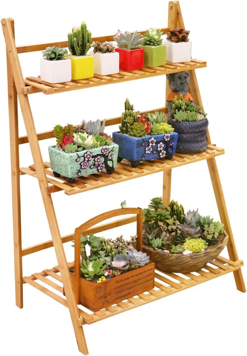 3-Tier Bamboo Foldable Plant Stand 2