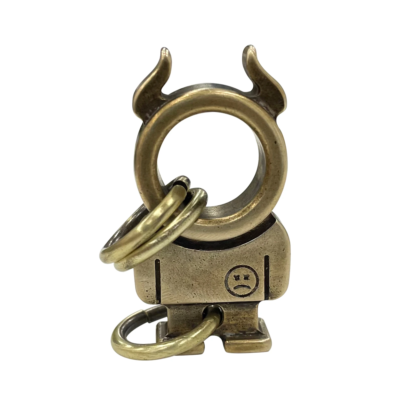 EDC Brass Beads Demon Cute Sad Face Key Ring Bottle Opener Keychain Decoration paracord accessories outdoor accessories paracord keychain
