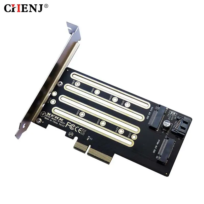 1pc NVMe M.2 SSD To PCIe 3.0 4.0 x4 SATA M.2 SSD To SATA Dual-purpose Adapter With Bracket
