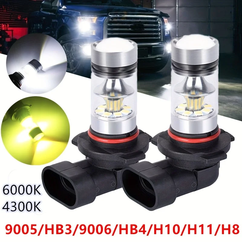 LED 안개등 전구 9005/9006/H11 - 6000K 흰색 및 4300K 노란색 - 12..