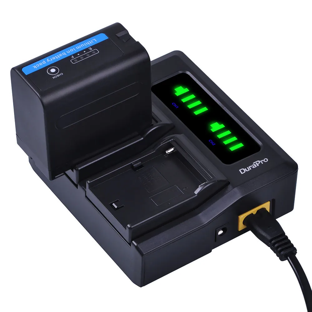 Batteria 7800Mah Np-F970 Np-F960 Np F970 Con Indicatore Di Alimentazione A Led + Caricabatterie Rapido A Led Per Sony Hvr-Hd1000 Hvr-Hd1000E Hvr-V1J