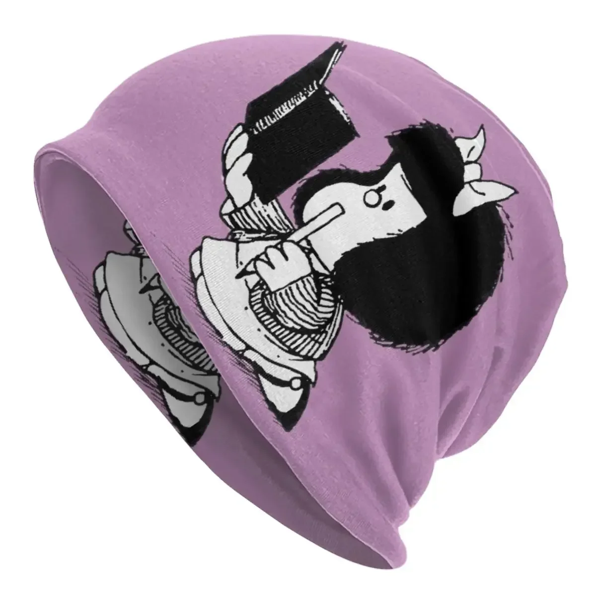 

Mafalda With Notebook Skullies Beanies Caps Streetwear Winter Warm Men Women Knit Hat Adult Quino Comic Cartoon Bonnet Hats