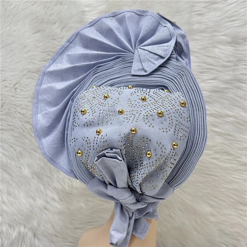 Nigerian gel headgear stone bead auto turban afro aso ebi gel aso oke wide brim headgear 7L111802 african headwrap