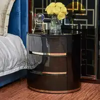 Meubles de chambre à coucher de célébrités d'internet, Table de nuit en ébène, tiroir de rangement, Table d'appoint, Table de chevet ronde, luxe moderne 2