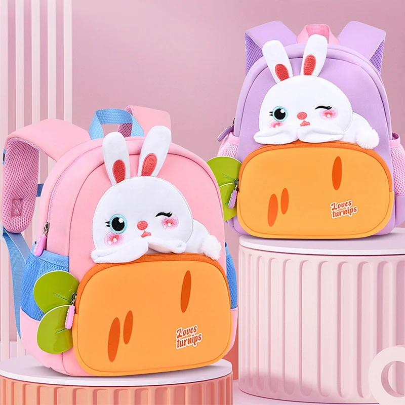 

Cartoon Rabbit Carrot School Backpack for Girls Kindergarten Kids School Bag Toddler Children Bookbag Mochila Escolar Sac A Dos