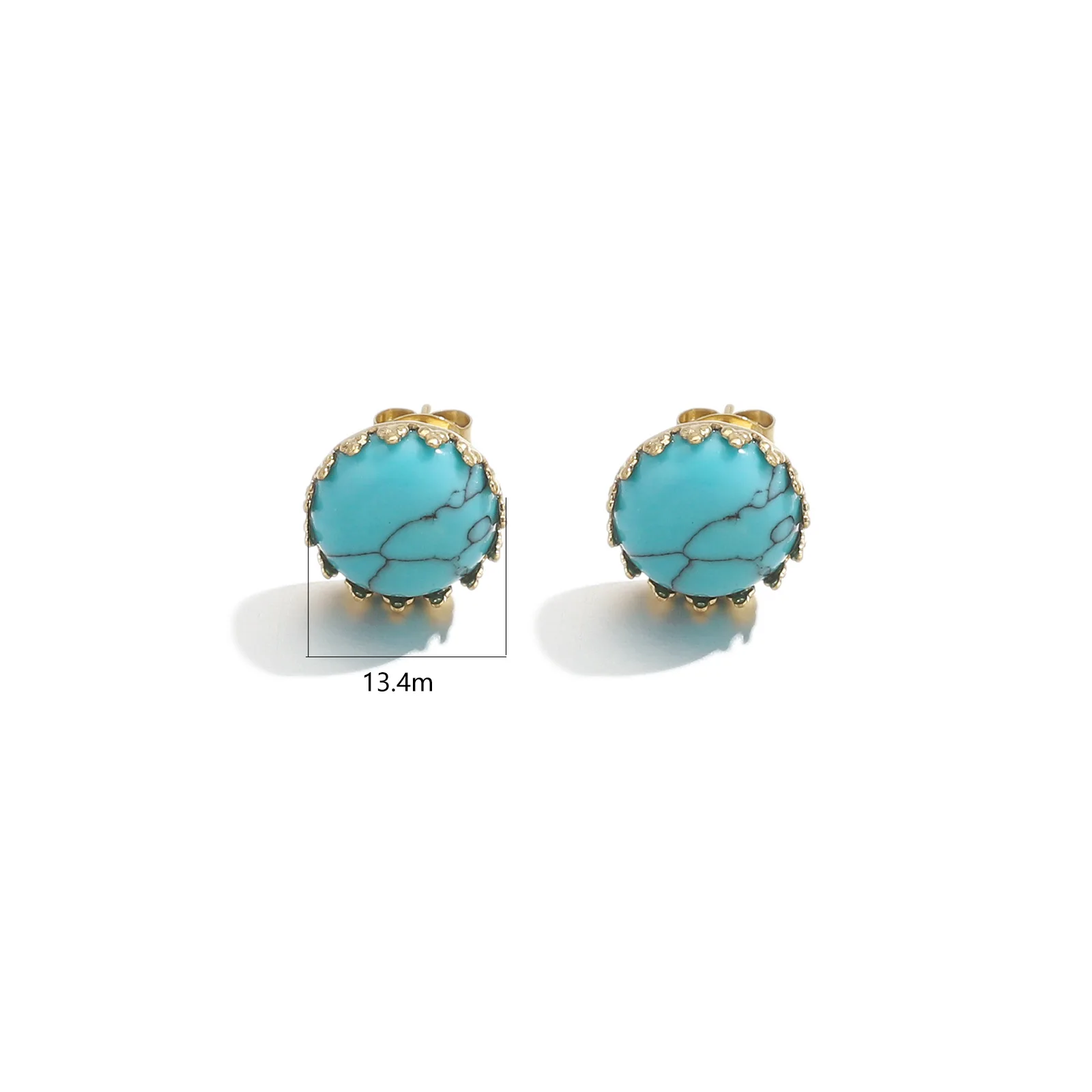 Stylish 18K Gold Plated Stainless Steel Natural Stone Stud Earrings Chic Hypoallergenic Handmade DIY Jewelry 6
