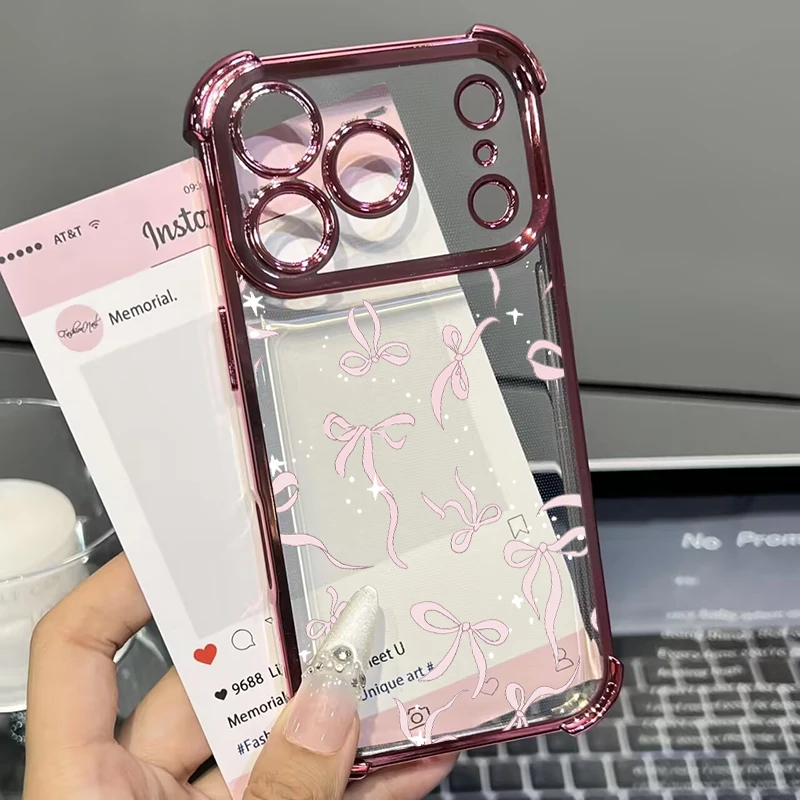 Elegant Clear Case with Pretty Bow Design - Luxury Protective Casing