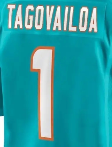스티칭 마이애미 아메리칸 축구 저지, 이름 번호 10, 타이렉 힐 1, Tua Tagovailoa 축구 유니폼, 도매