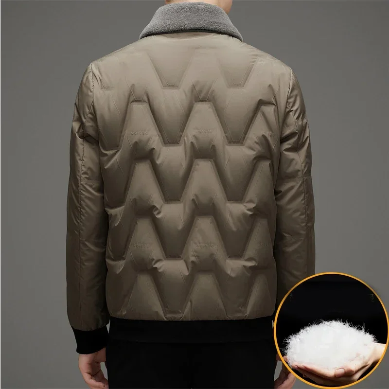 Men's Down Jacket Winter Lapel Versatile New Detachable Collar Thickened Warm Jacket
