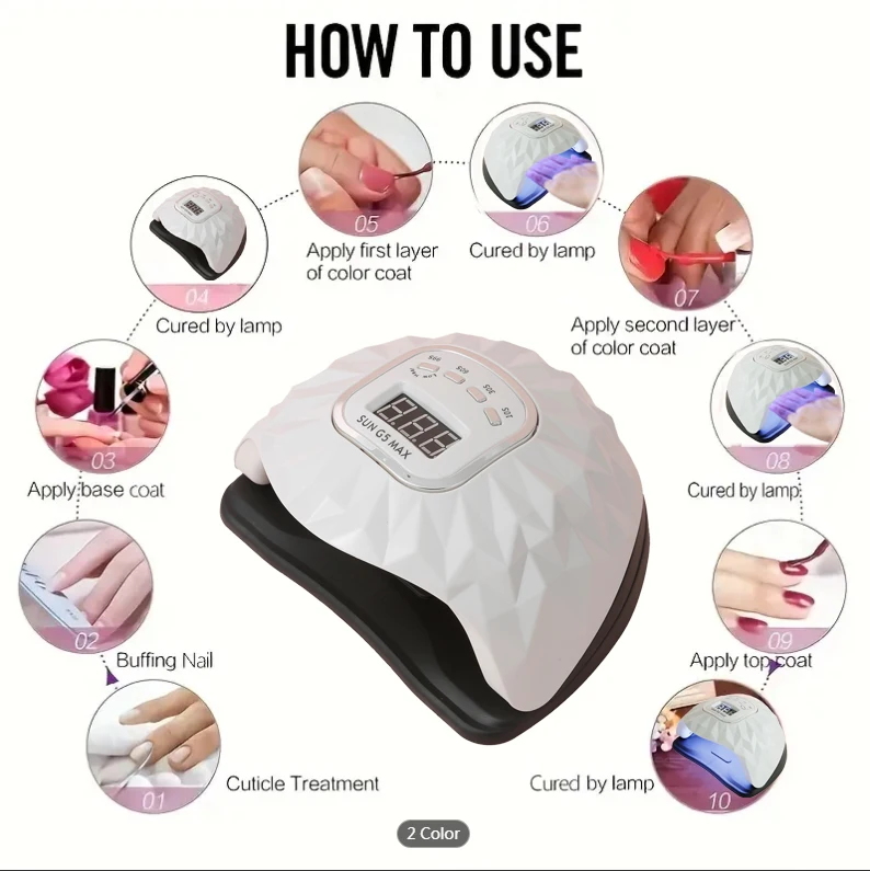 G5 240W 45LEDS Gel UV LED Nail Lamp Two hands Nail Gel Polish Curing Dual Led Nails Dryer 6