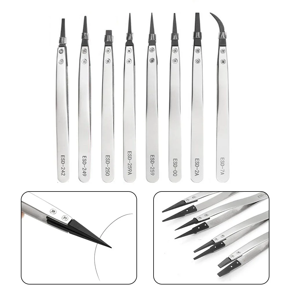 

Anti-Static Tweezers Maintenance Industrial Precision Curved Straight Tweezers Dismantling Tool Detachable Hand Tool