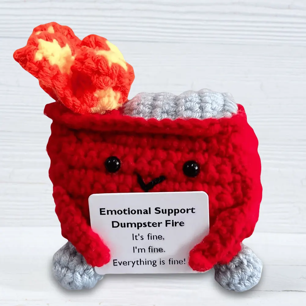 Crochet Dumpster Fire Cute Emotional Support Dumpster Fire Positive Crochet Funny Gifts for Friends Coworker