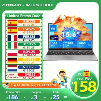 Teclast F16Pro Laptop da 15,6 pollici, per Intel N95, 16Gb Ram 512Gb Rom, schermo Ips Fhd 1080P, tastiera retroilluminata 1