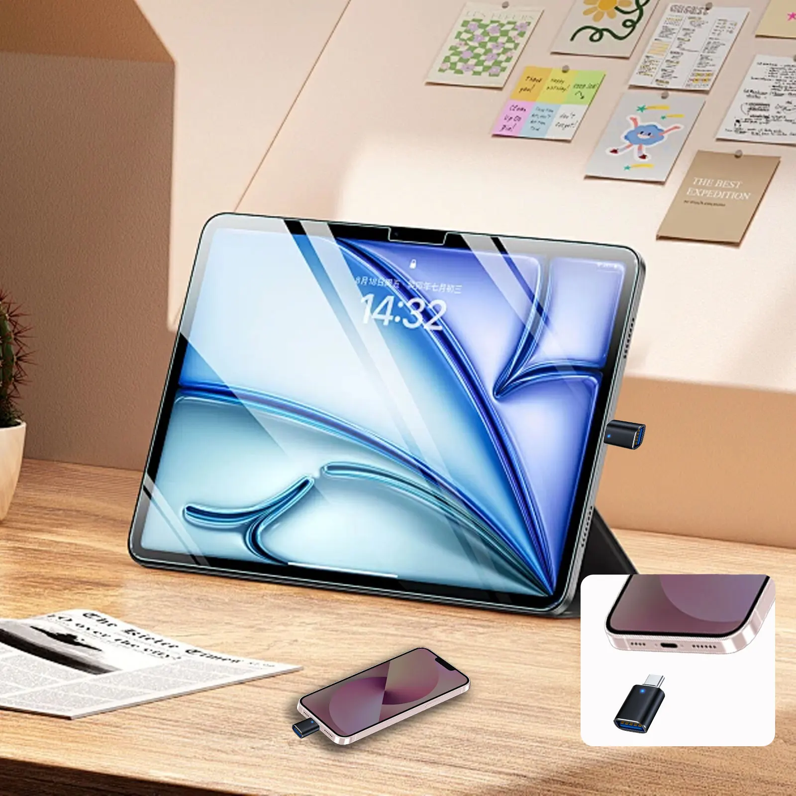 USB 3.0 OTG 어댑터 USB-C to USB A 변환기, 안드로이드 폰/태블릿용