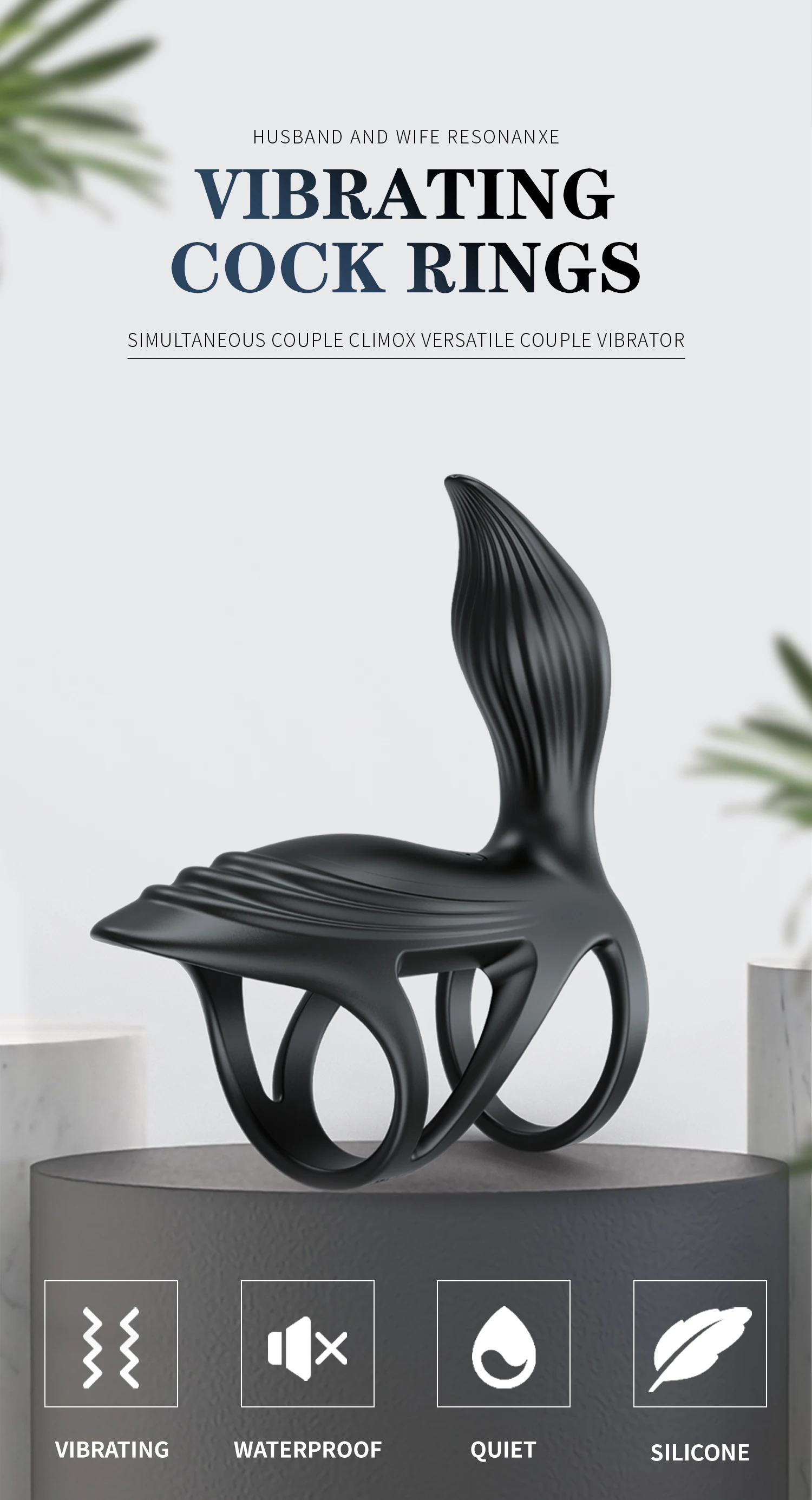 APP Vibrating Cock Ring Penis Ring Vibrator Delay Testicles Ejaculation Sex Toys for Men Couple Sperm Lock Penisring Cockring