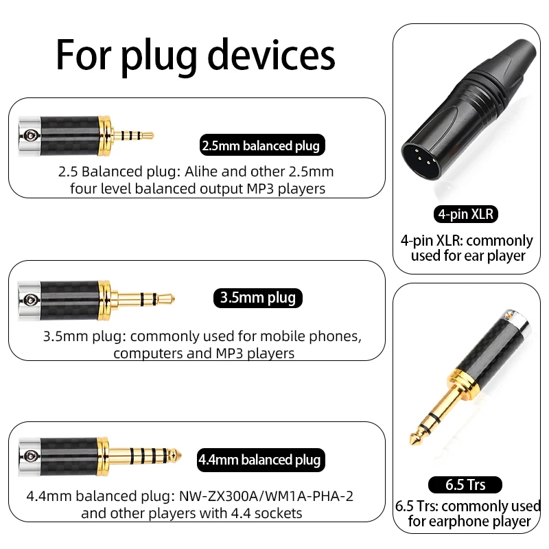 Cabo de Fone de Ouvido Balanceado Hifi Mdr z7 12 Jack 35 mm 44 mm Cabo de Atualização Prata para Hifiman He1000se He6se He400 - Image 3