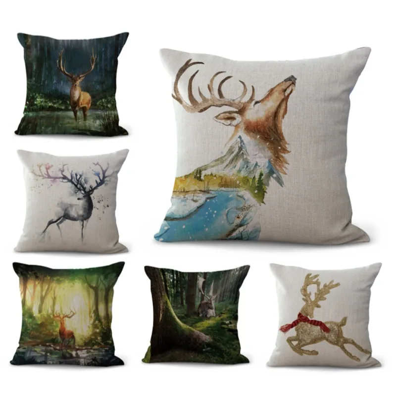 

Elk Art Fashion Pillow Cover Nordic Pillowcase 45x45cm Sofa Home Decor for Bedroom Kids Room Home Cushion Cover Gift 2024 G458
