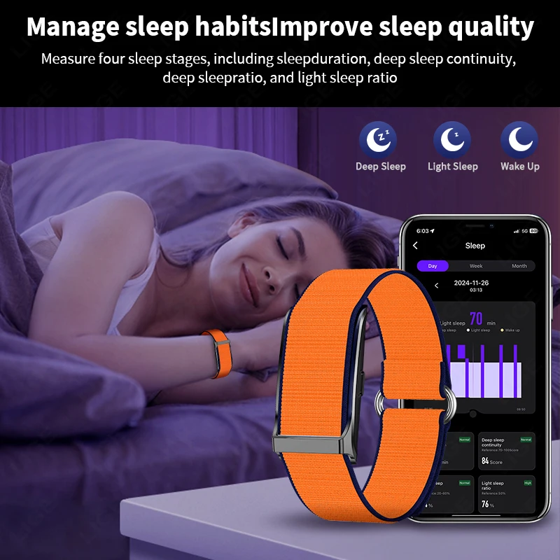 LIGE New No screen Smart Watch GPS trajectory 20-day Ultra-long Use Blood Oxygen Blood Pressure Monitoring Sports Smart Bracelet