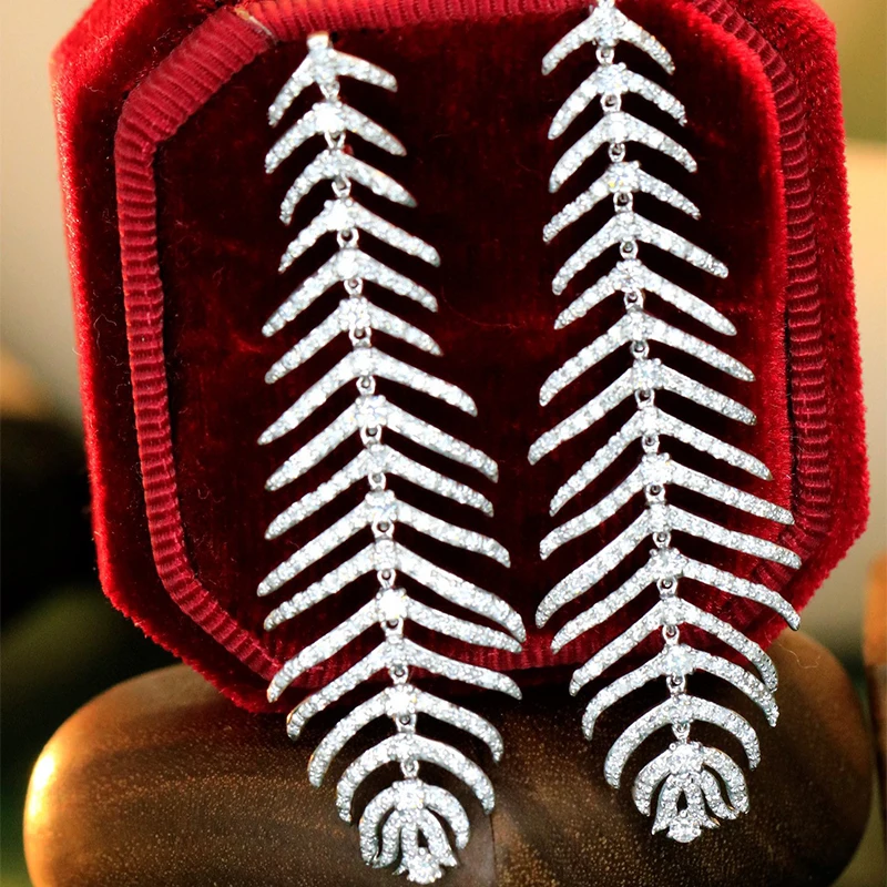 S29f69c9d9e9e40dd89a0e04065079adfK Aazuo Luxury Jewelry 18K White Gold Real Diamonds 2.3ct High Quality Gift idears Feather Hook Earrings For Women Senior Banquet