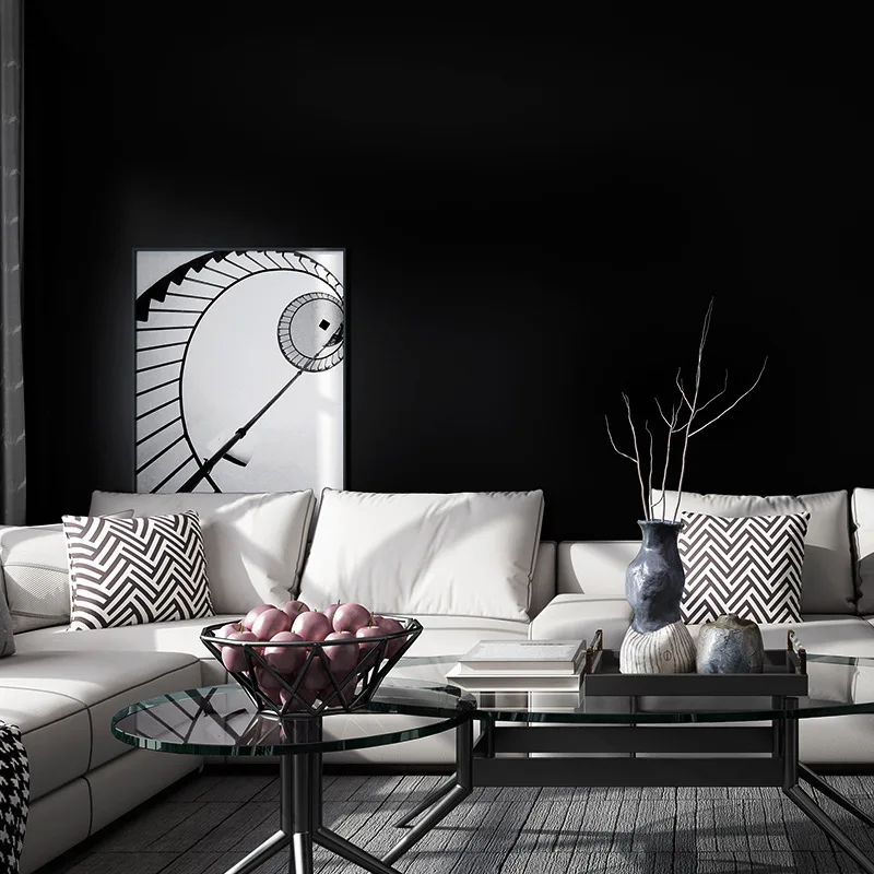 

Pure Black European Style Minimalist Fashion Wallpaper Wallpaper Bedroom Decoration Wallpaper for Bedroom Walls