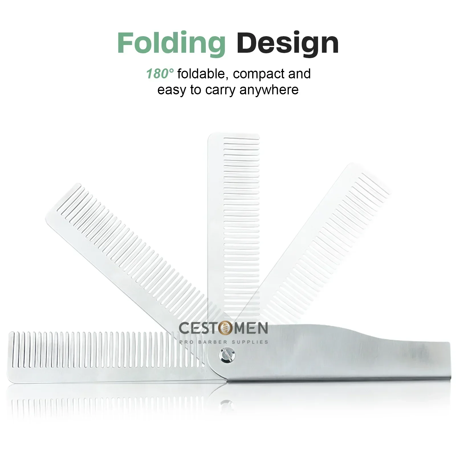 NEW Folding Stainless Steel Comb Men Retro Oil Head Combs Barber Hair Clipper Comb Portable Groom Beard Comb Salon Styling Tools 4
