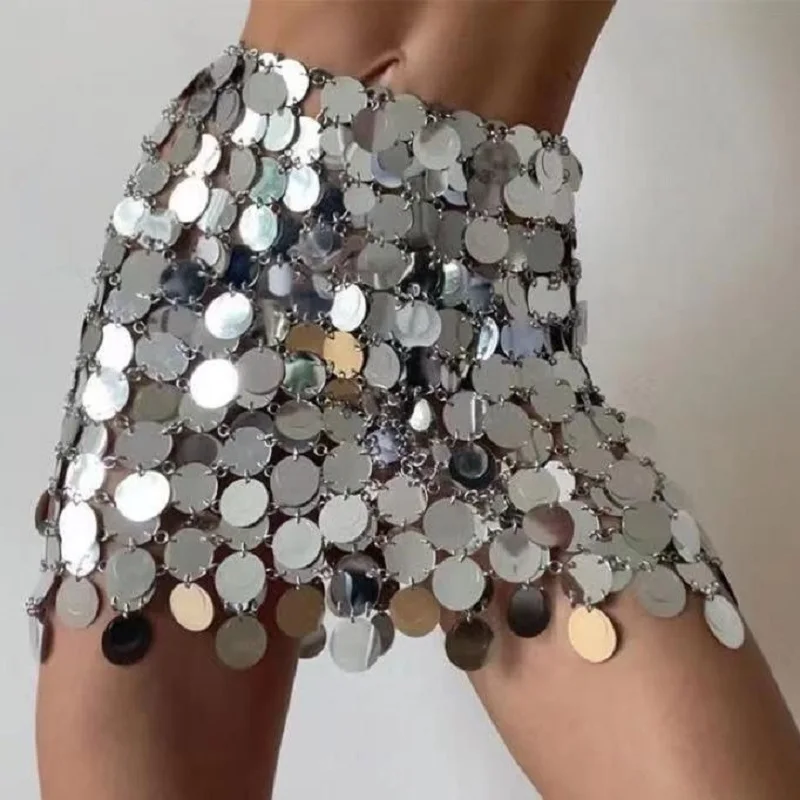 

New silver sequin waist chain for women sexy bikini underwear chain dress nightclub party body jewelry