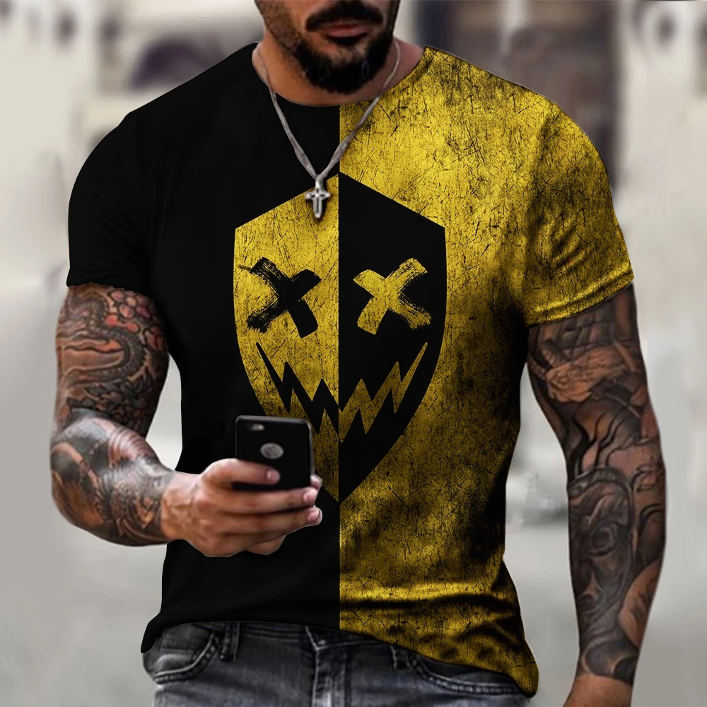 

Fashion Devil Print Casual T Shirt 3D Print Summer Polyester O Neck Loose Short Sleeve Mens Tops Oversized Casual T Shirt