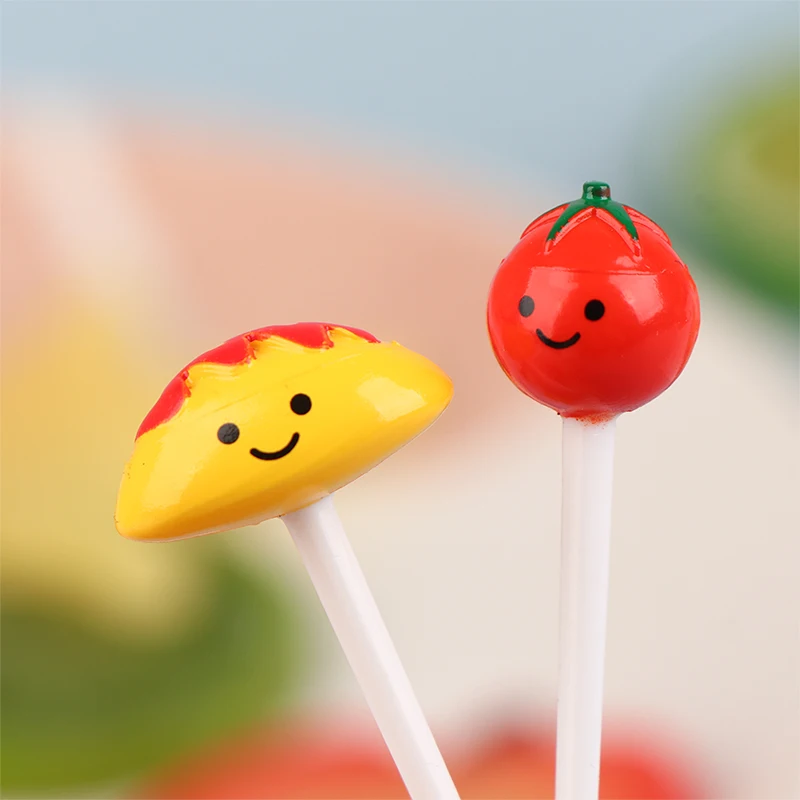 Description Picture 6 of item4/6/8Pcs Kids Fruit Picks Needle Stick Toothpicks Mini Creative Fruit Cake Dessert Food Forks Lunch Box Decor Bento Accessories