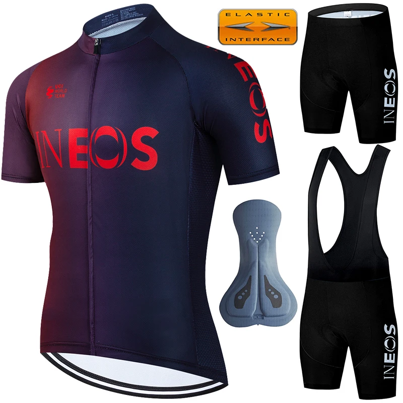 남성용 레이저 컷 스포츠 세트, INEOS 수트, 2024 사이클 저지 용수철, Mtb 세트 반바지, 남성용 블라우스, 사이클링 의류, 여름