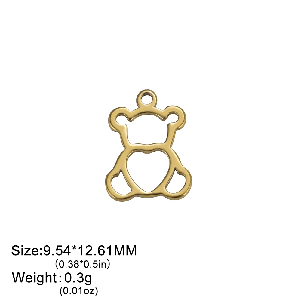 Stainless Steel Charms for Jewelry Making Bear Leaves Stars Pendant Mini Charm Bracelet DIY Accessories 5pcs/lot