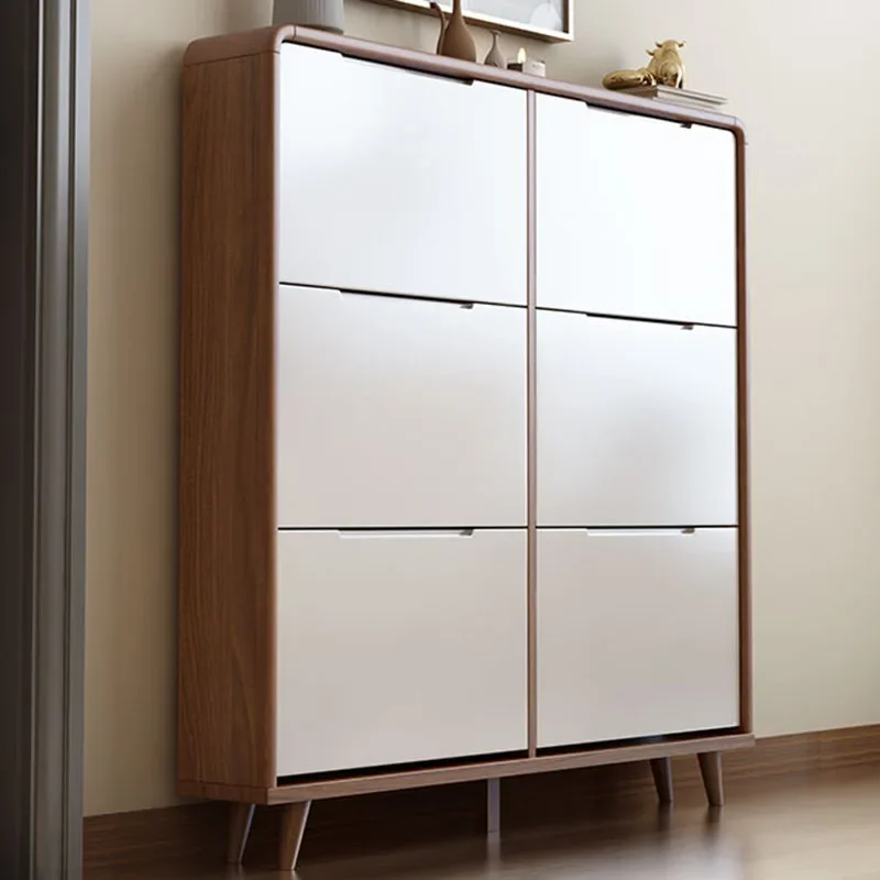 

Luxury Modern Shoe Rack Storage Assembled Selling Vertical Shoe Rack Nordic Ultra Thin Wood Sapateira Multifunction Furniture