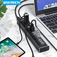 RSHTECH 100W Powered USB 3.0 Hub 16 Port Expander 5Gbps USB Splitter with Switches Power Adapter for Laptop Accessories MacBook 1