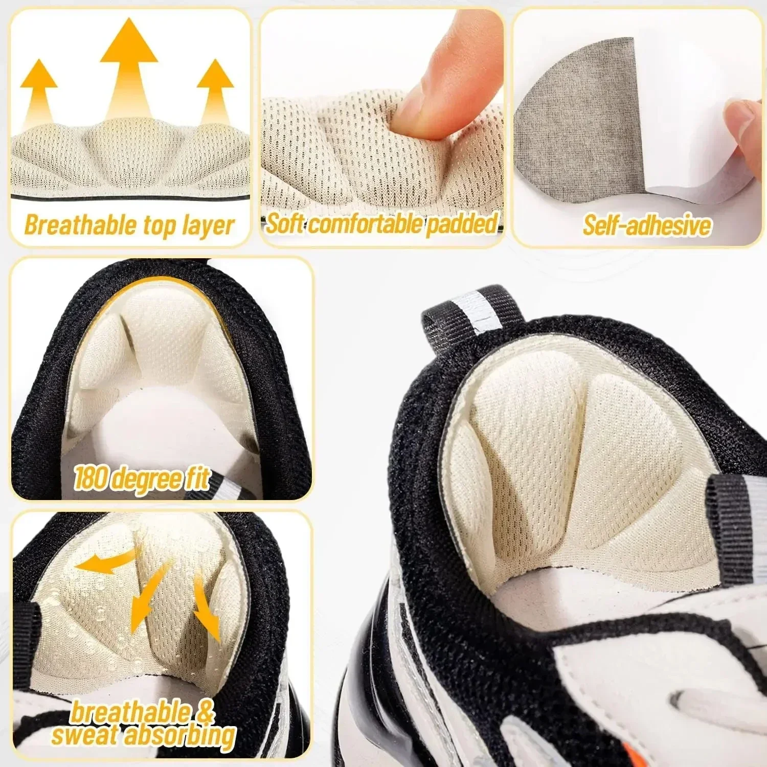 Insoles Heel Pads Lightweight for Sport Shoes Adjustable Cute Size Back Sticker Antiwear Feet Soft Pad Relief Anti wear Cushions