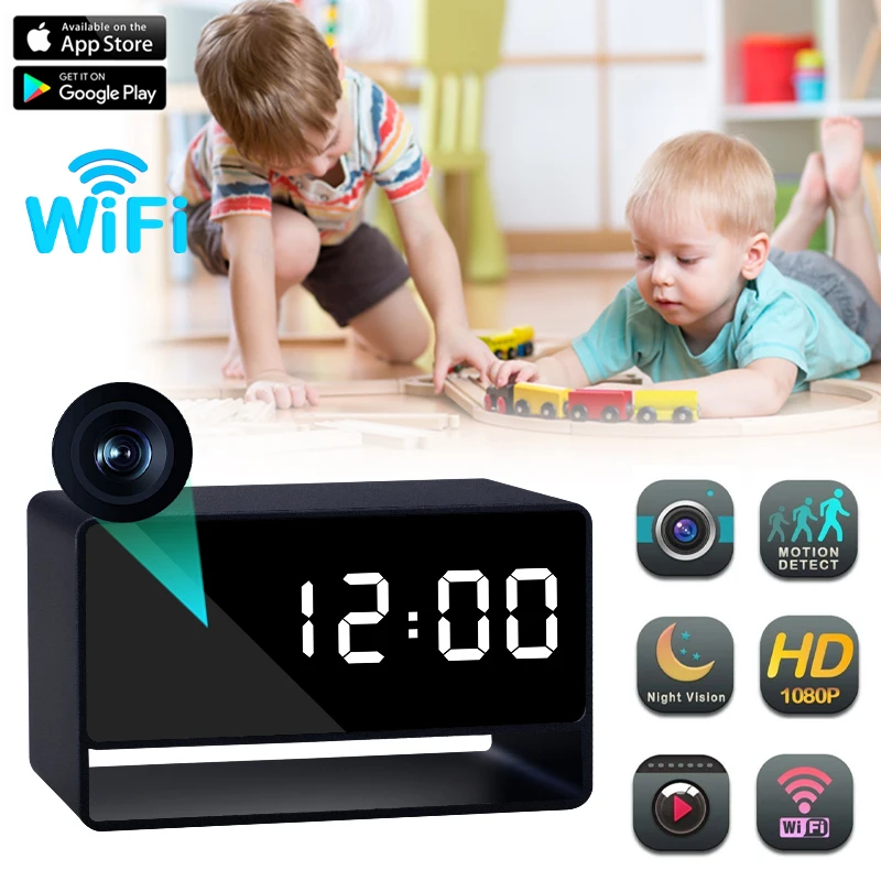 New WiFi Wireless Mini Alarm Clock 1080P HD APP Infrared Night Vision DVR Motion Detection Security Recorder