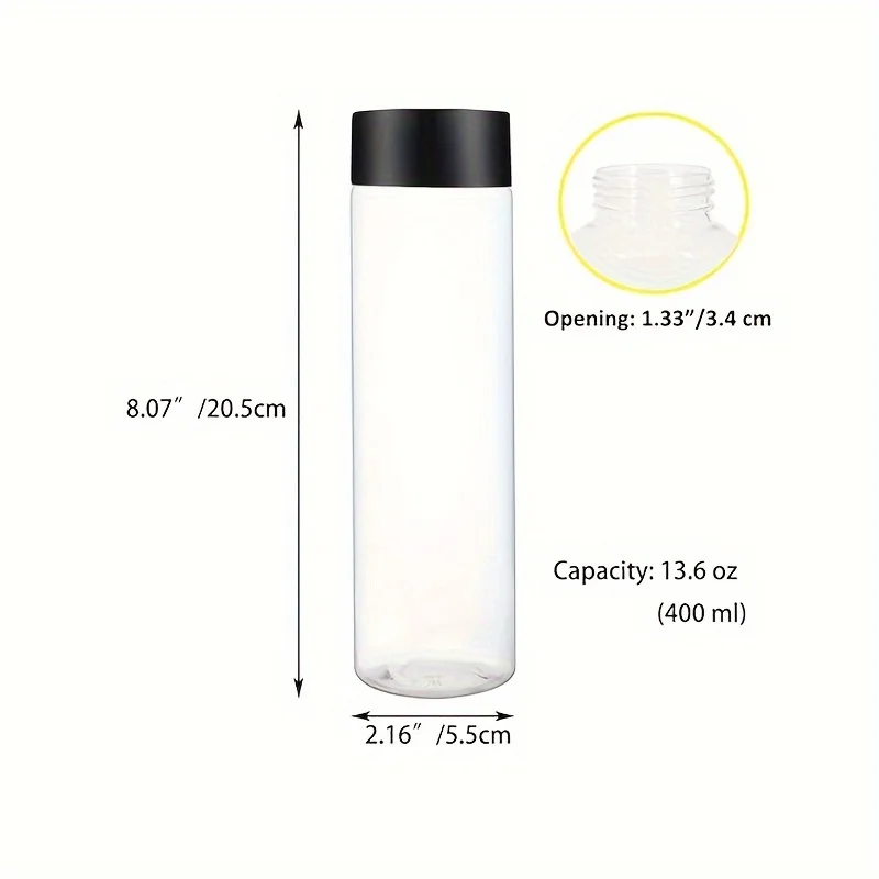 Portable Plastic Fruit Juice Bottle 12pcs Clear Bulk Container For Indoor/Outdoor Camping Drink For Fridge Bar Supplies