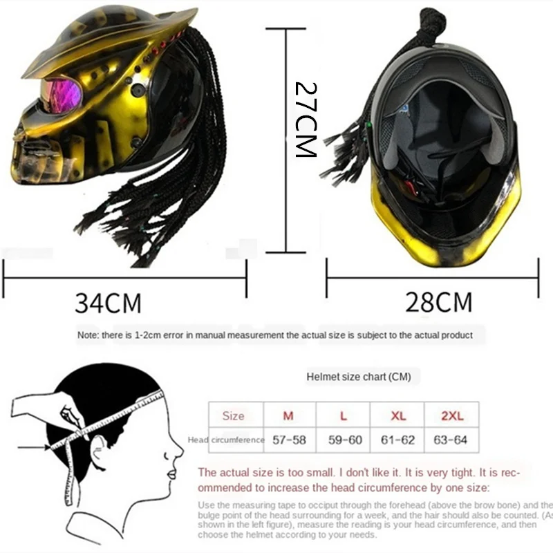 오토바이 프레데터 헬멧, 풀 페이스 DOT 인증, 고품질 Casco Depredador, 클리어 컬러 렌즈