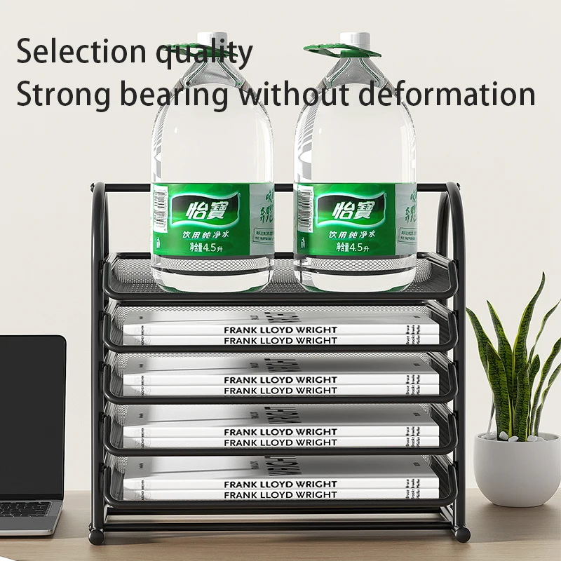 Letter tray Desktop storage rack, 3-tier mesh paper tray, documents, letters, office paper storage box 4