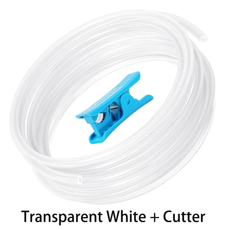 Enhanced 3D Printer PTFE Tube with Tubing Cutter - 2.5mm ID × 4mm OD, 4/8M Length, Transparent White/Grey